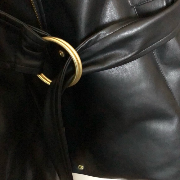 Vegan Leather Puffer Jacket + Belt - Picture 6 of 9